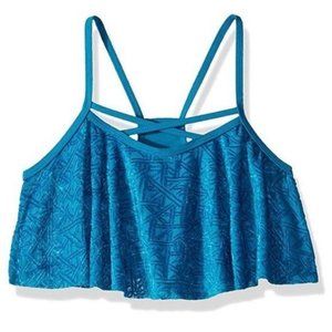 Gossip Girl Blue Burn Flounce Swim Top Size 16NWOT